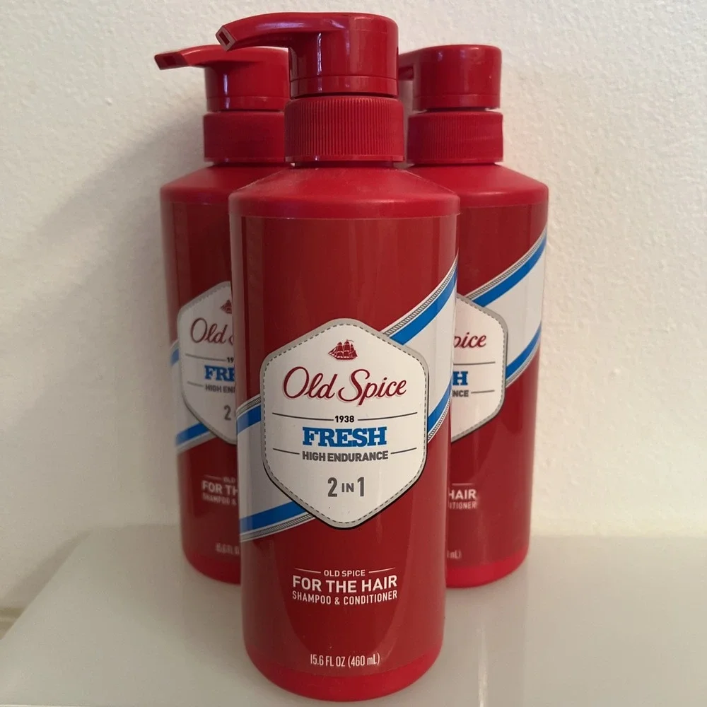 3 Pack Old Spice High Endurance 2-in-1 Fresh Shampoo & Conditioner 15.6 oz